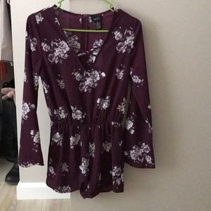 Maroon/purple deep V neck romper - Rue 21